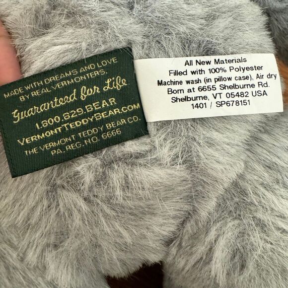 Vermont Teddy Bear Company Jointed Gray 16" with Blue Signature Eyes Gray Suit - Picture 12 of 16